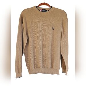 Men's Chaps Tan Knit Classic fot sweater with embroidered logo